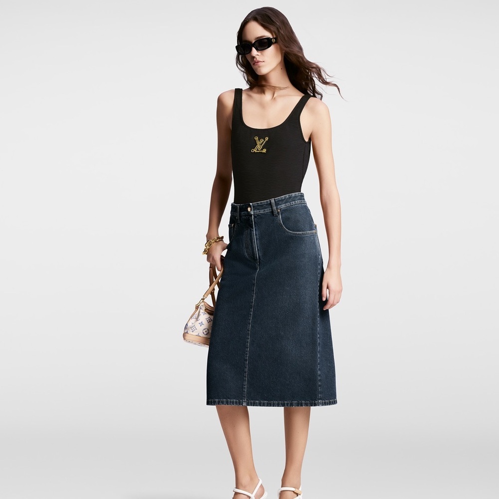 Louis Vuitton Dark Blue Pencil Skirt